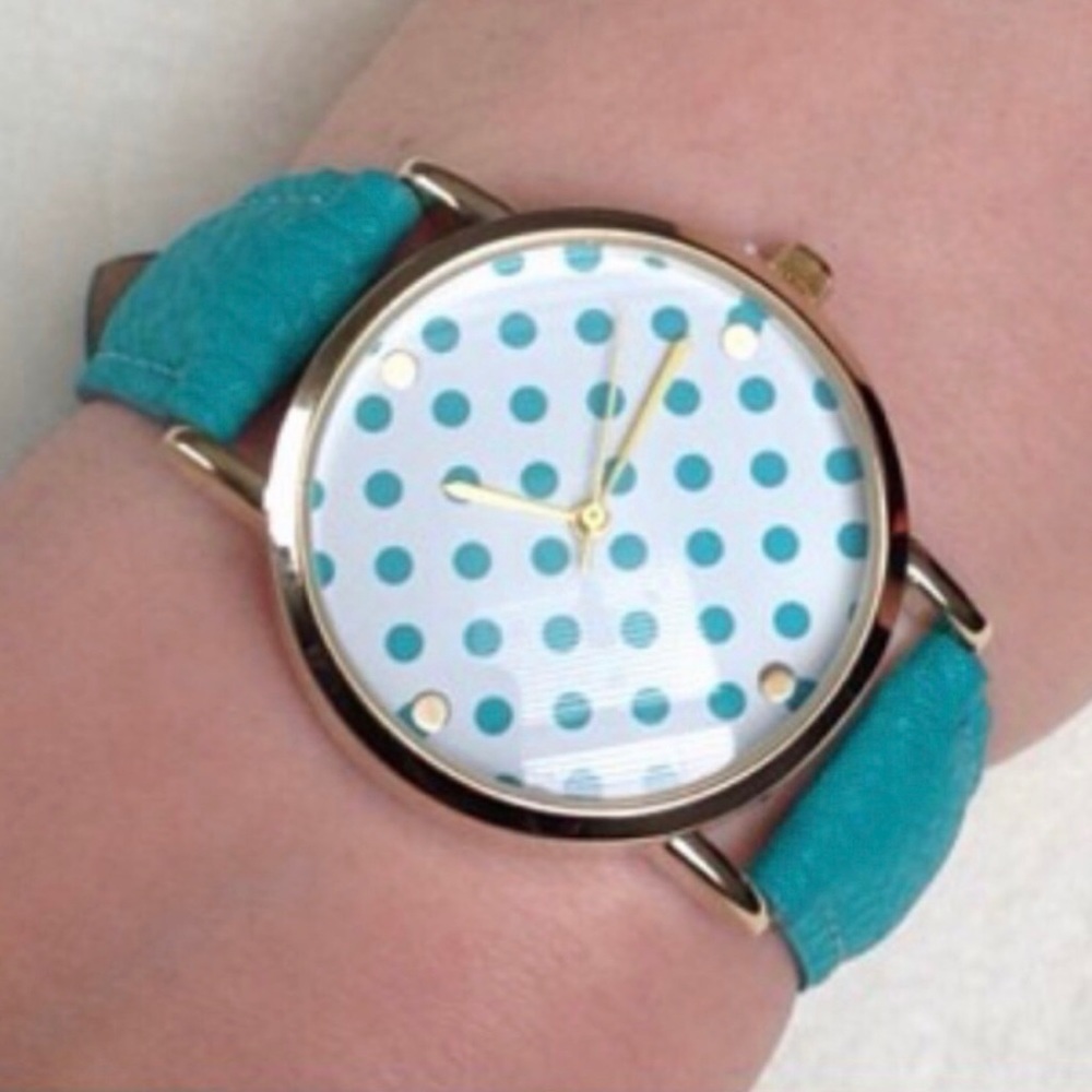 LEATHER POLKA DOT WATCH